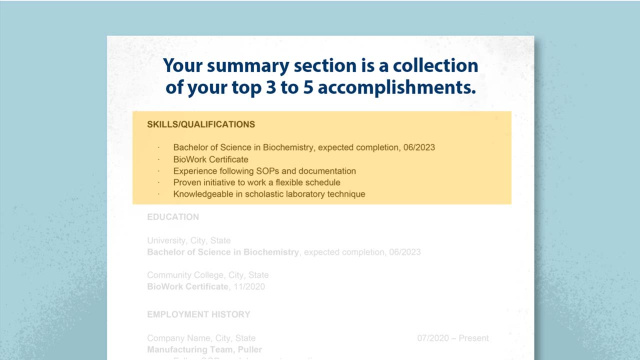 Creating Your Biopharma Resume: Part 5 – Creating a Summary Section
